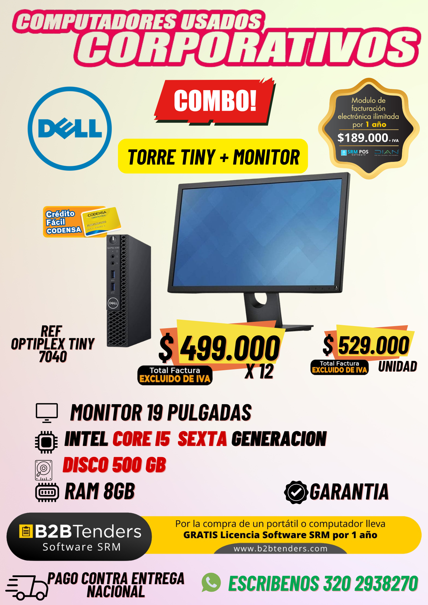 combo Dell optiplex 7040 INTEL®CORE™ I5 sexta